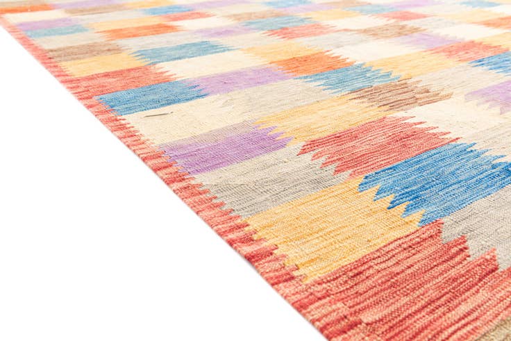 Detail image of 6' 7 x 9' 8 Hand Woven Kilim Modern Wool Rug