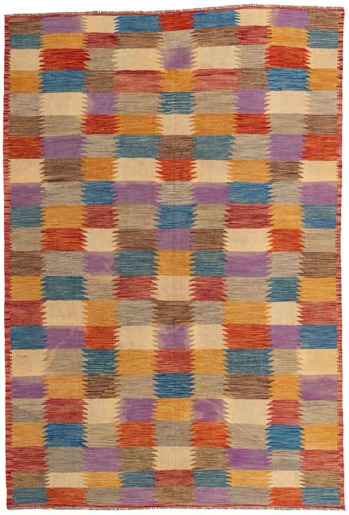 6' 7 x 9' 8 Hand Woven Kilim Modern Wool Rug
