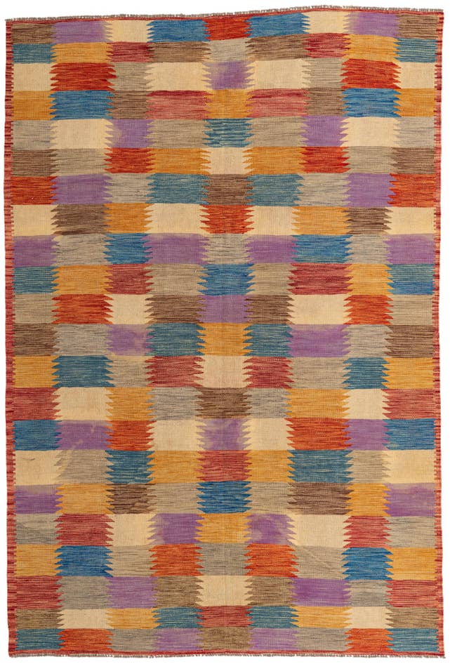 Detail image of 6' 7 x 9' 8 Hand Woven Kilim Modern Wool Rug
