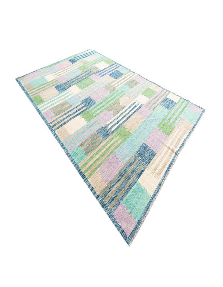 Detail image of 6' 5 x 9' 10  Hand Woven Kilim Modern Wool Rug