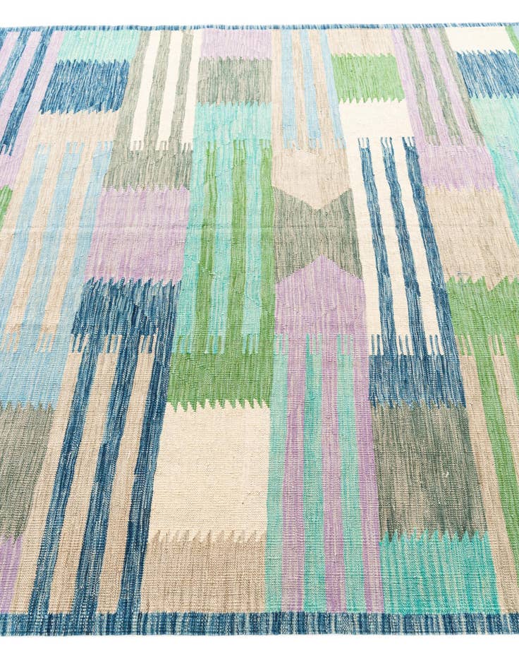 Detail image of 6' 5 x 9' 10  Hand Woven Kilim Modern Wool Rug