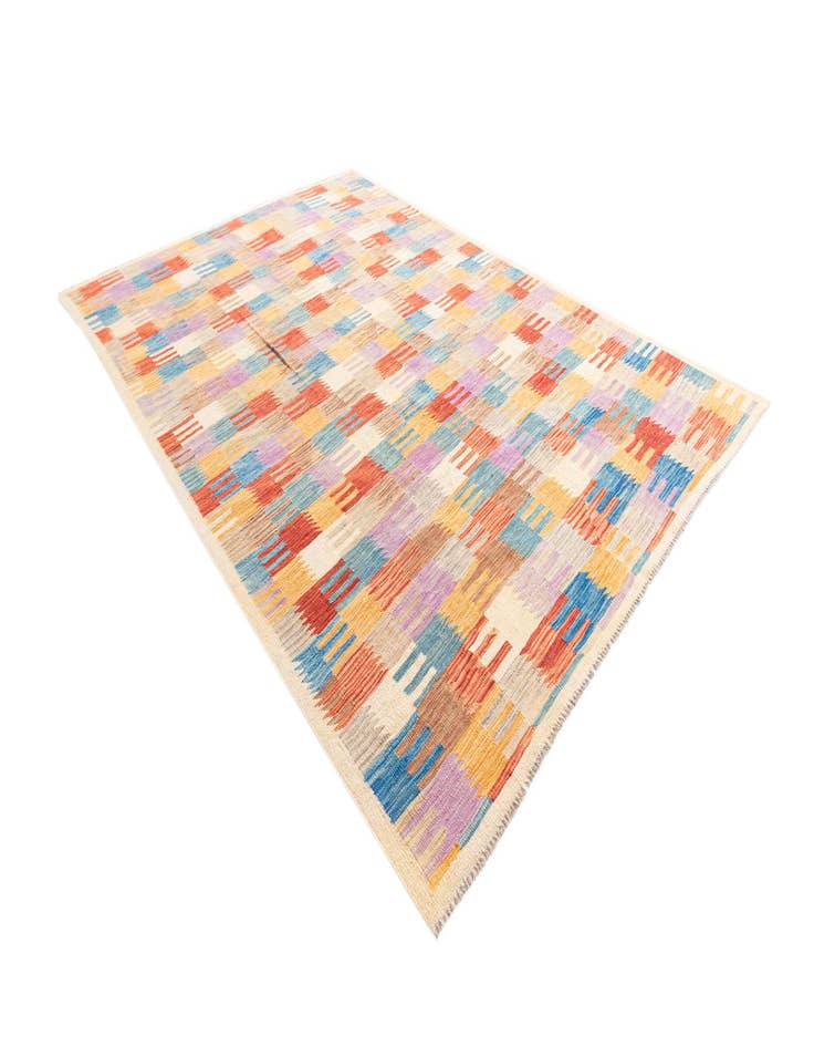 Detail image of 6' 8 x 9' 8 Hand Woven Kilim Modern Wool Rug