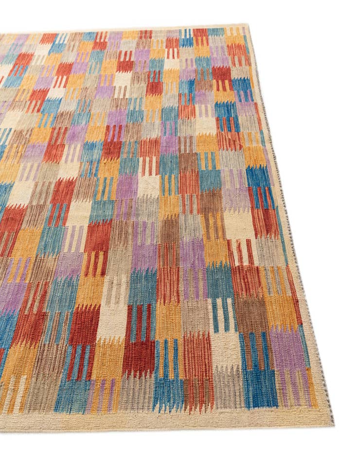 Detail image of 6' 8 x 9' 8 Hand Woven Kilim Modern Wool Rug
