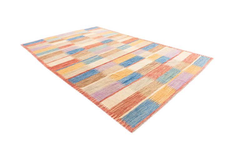 6' 7 x 9' 10 Hand Woven Kilim Modern Wool Rug