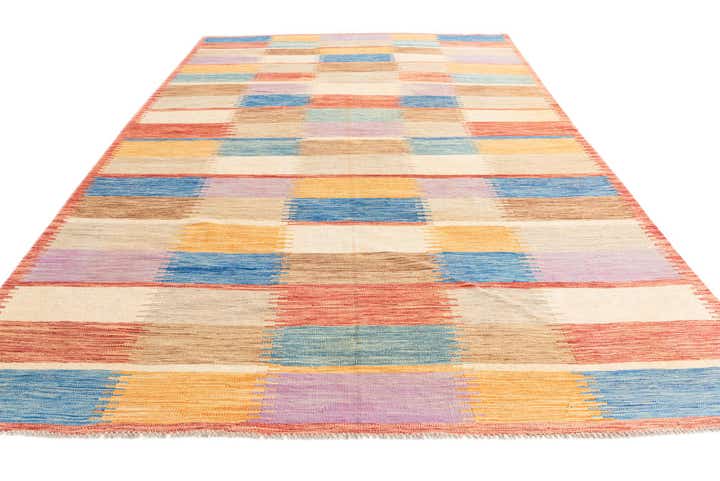 6' 7 x 9' 10 Hand Woven Kilim Modern Wool Rug
