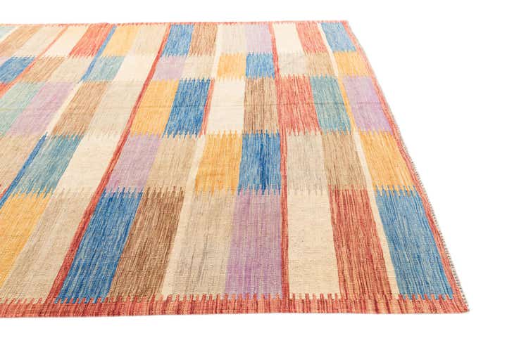6' 7 x 9' 10 Hand Woven Kilim Modern Wool Rug