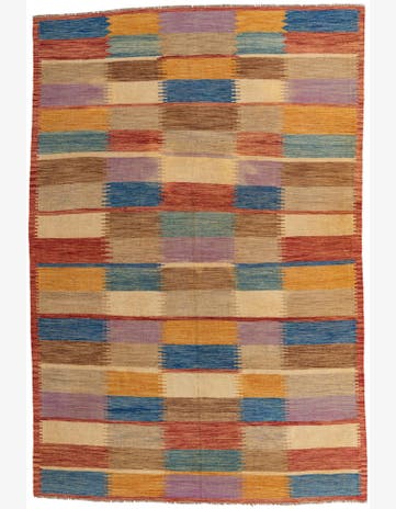 6' 7 x 9' 10 Hand Woven Kilim Modern Wool Rug