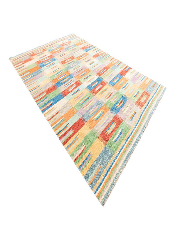 Detail image of 6' 6 x 9' 8  Hand Woven Kilim Modern Wool Rug