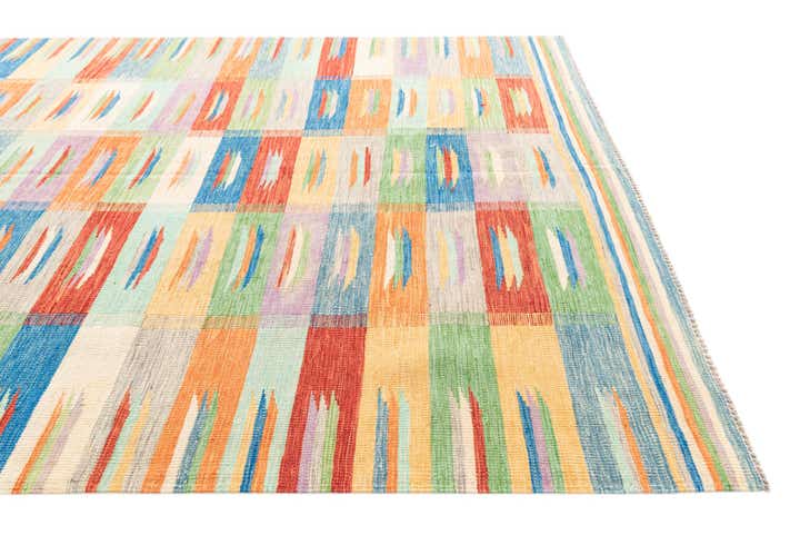 6' 6 x 9' 8 Hand Woven Kilim Modern Wool Rug
