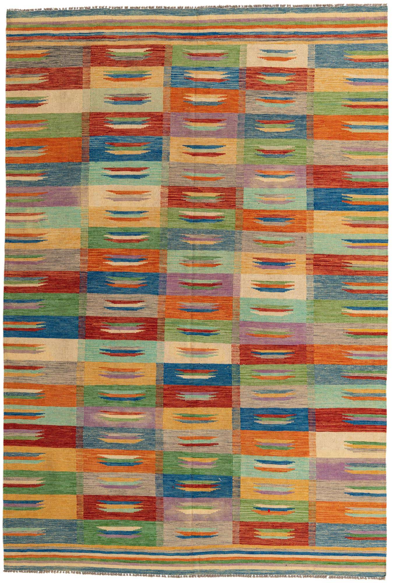 6' 6 x 9' 8 Hand Woven Kilim Modern Wool Rug
