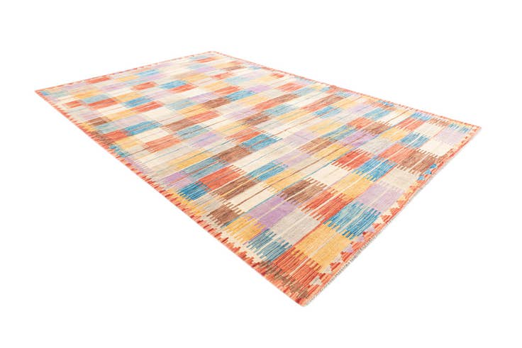 Detail image of 6' 4 x 9' 7 Hand Woven Kilim Modern Wool Rug