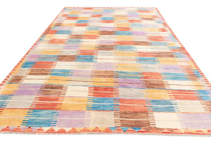6' 4 x 9' 7 Hand Woven Kilim Modern Wool Rug