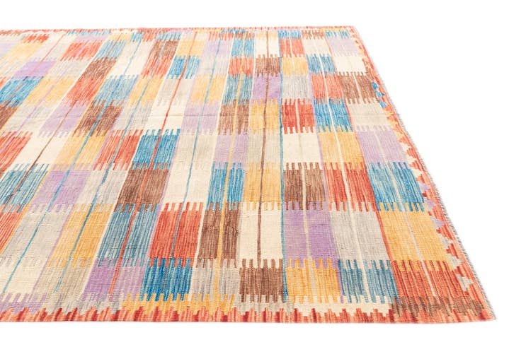 Detail image of 6' 4 x 9' 7 Hand Woven Kilim Modern Wool Rug