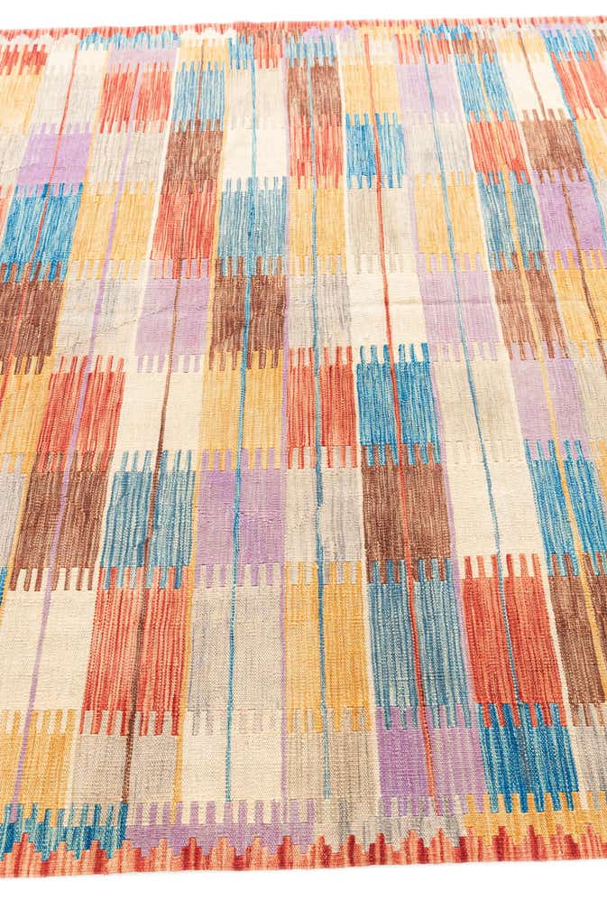 6' 4 x 9' 7 Hand Woven Kilim Modern Wool Rug