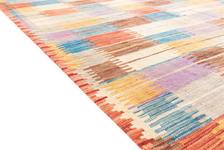 6' 4 x 9' 7 Hand Woven Kilim Modern Wool Rug