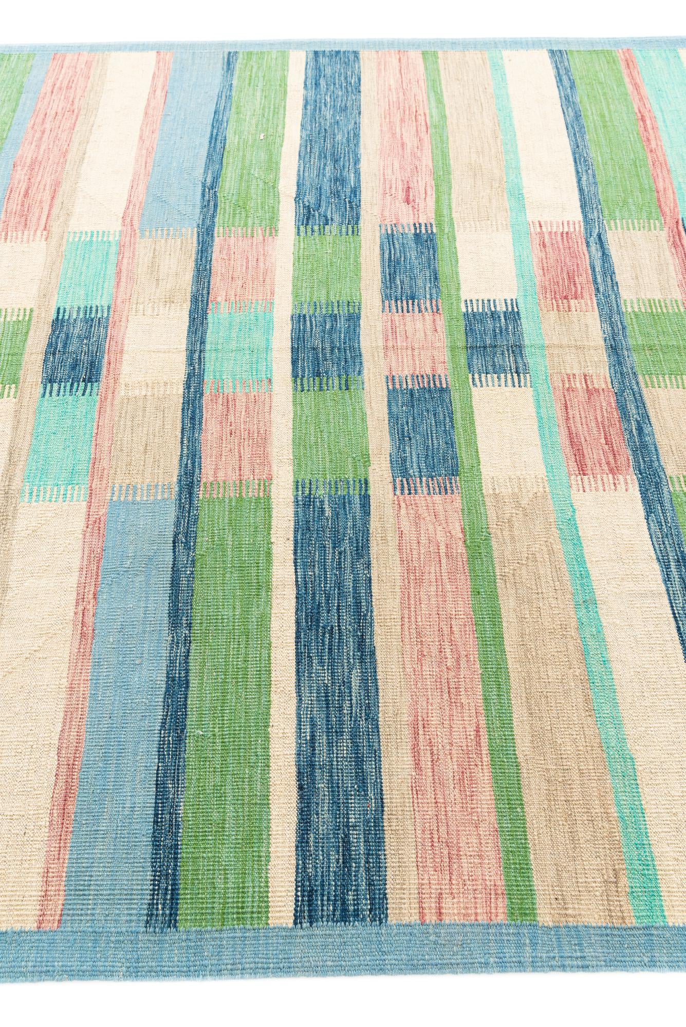 6' 5 x 9' 10 Hand Woven Kilim Modern Wool Rug