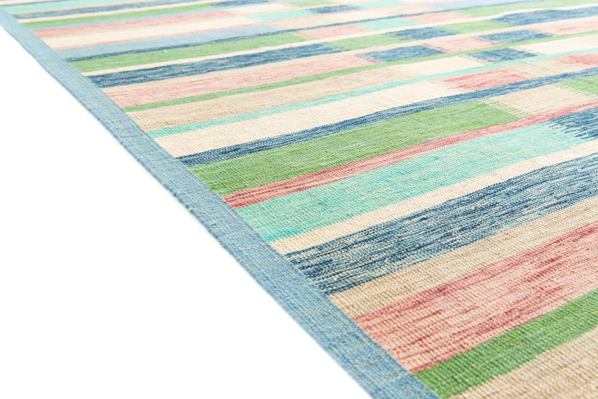 6' 5 x 9' 10 Hand Woven Kilim Modern Wool Rug