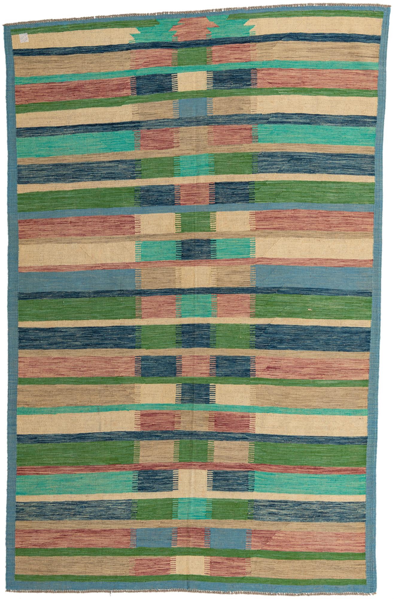 6' 5 x 9' 10 Hand Woven Kilim Modern Wool Rug