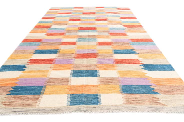 Detail image of 6' 7 x 9' 9 Hand Woven Kilim Modern Wool Rug