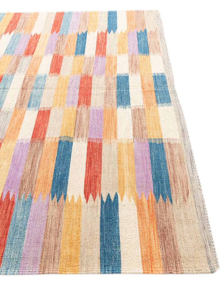 Detail image of 6' 7 x 9' 9  Hand Woven Kilim Modern Wool Rug