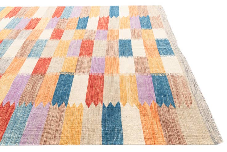 Detail image of 6' 7 x 9' 9 Hand Woven Kilim Modern Wool Rug