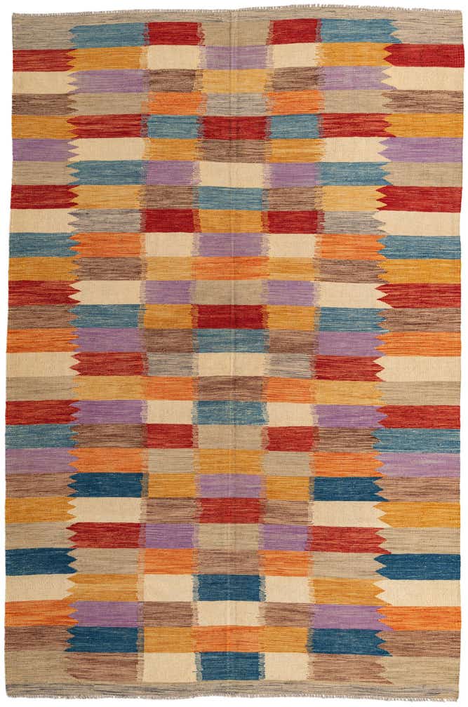 6' 7 x 9' 9 Hand Woven Kilim Modern Wool Rug