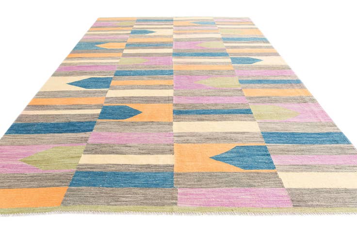 Detail image of 6' 9 x 10' Hand Woven Kilim Modern Wool Rug