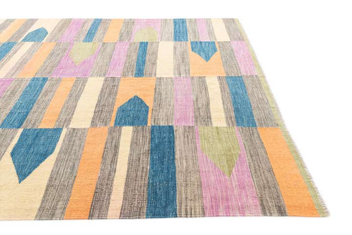 6' 9 x 10' Hand Woven Kilim Modern Wool Rug