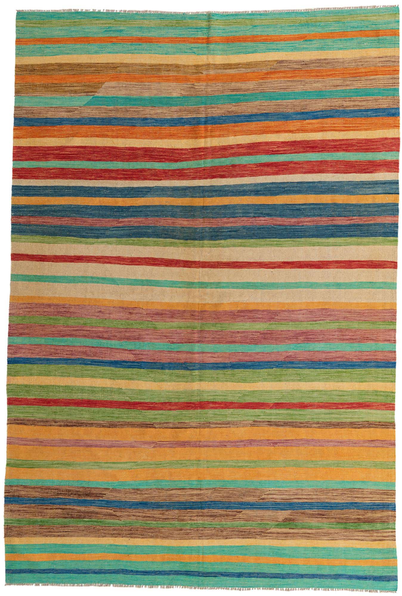 6' 9 x 10' Hand Woven Kilim Modern Wool Rug