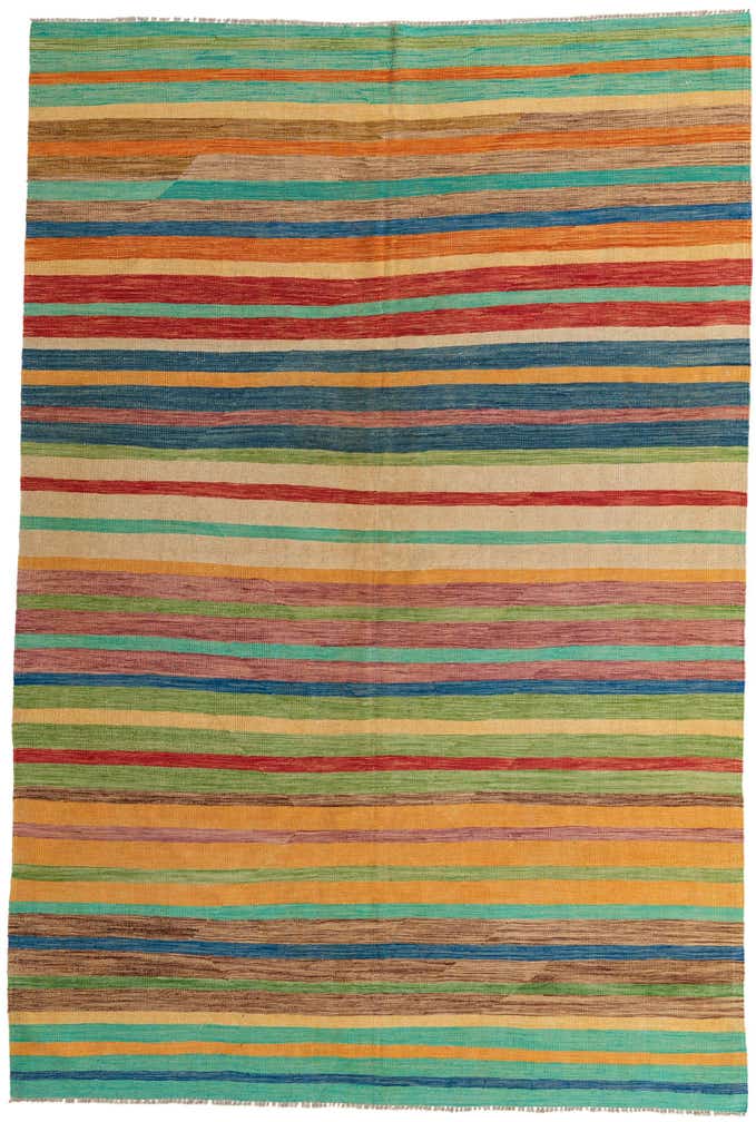 6' 9 x 10' Hand Woven Kilim Modern Wool Rug
