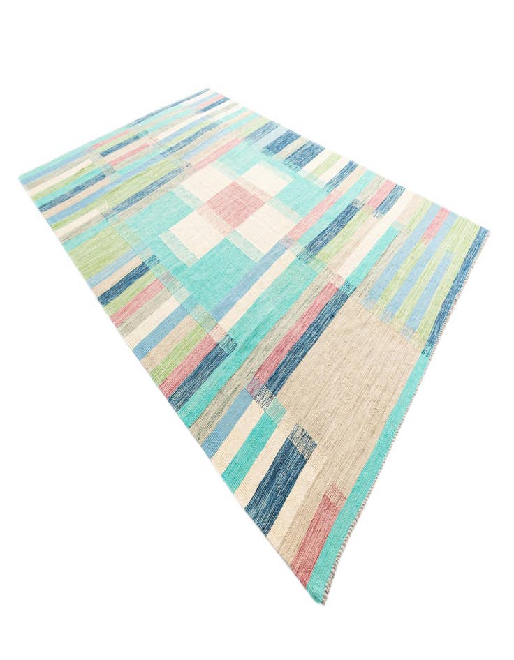 Detail image of 6' 8 x 9' 7 Hand Woven Kilim Modern Wool Rug