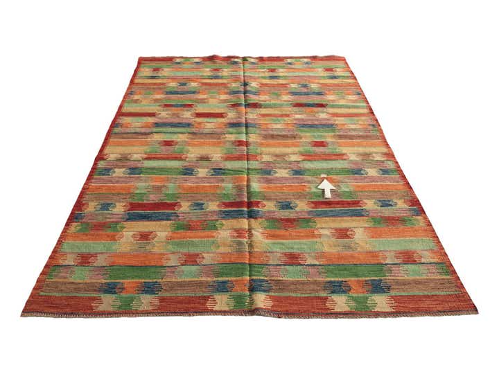 195cm x 290cm Handgewebt Kilim Modern Wolle Teppich