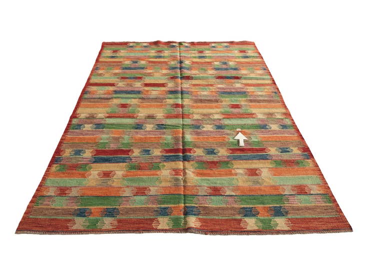 Detailansicht von 195cm x 290cm Handgewebt Kilim Modern Wolle Teppich