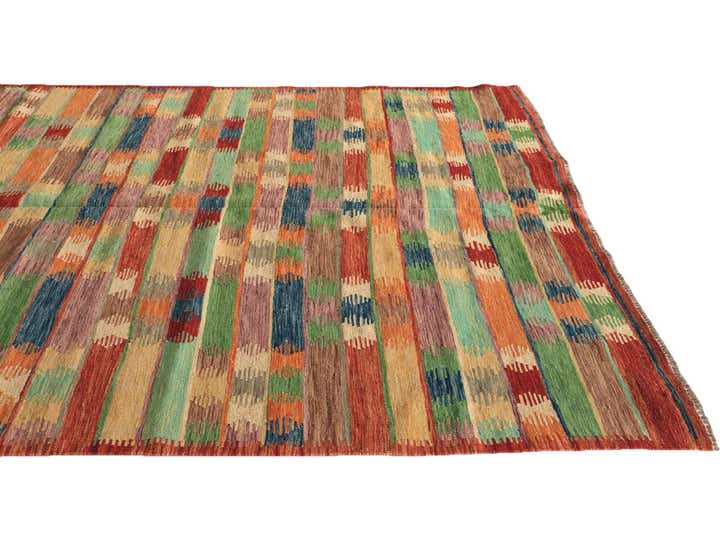 195cm x 290cm Handgewebt Kilim Modern Wolle Teppich