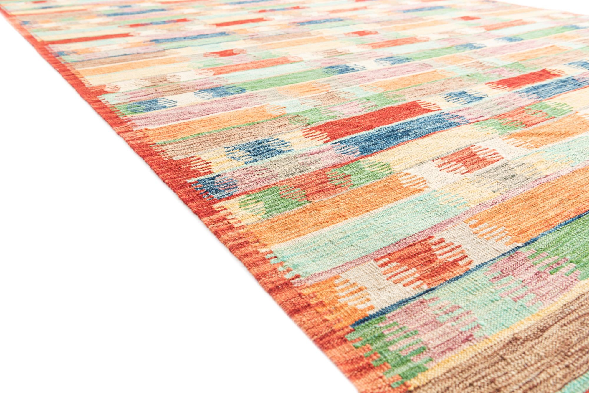 6' 5 x 9' 7 Hand Woven Kilim Modern Wool Rug