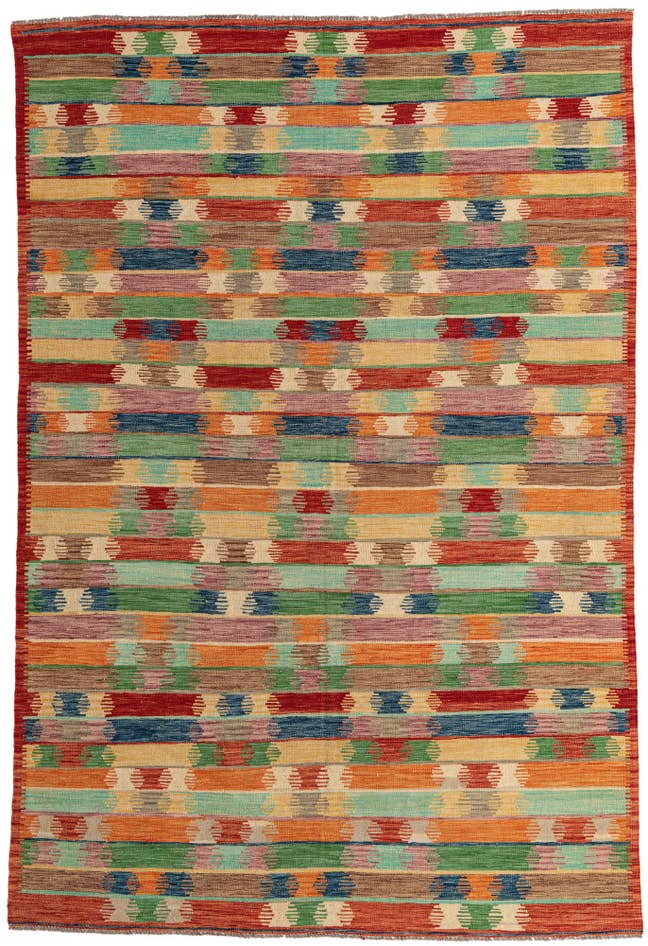 Detailansicht von 195cm x 290cm Handgewebt Kilim Modern Wolle Teppich