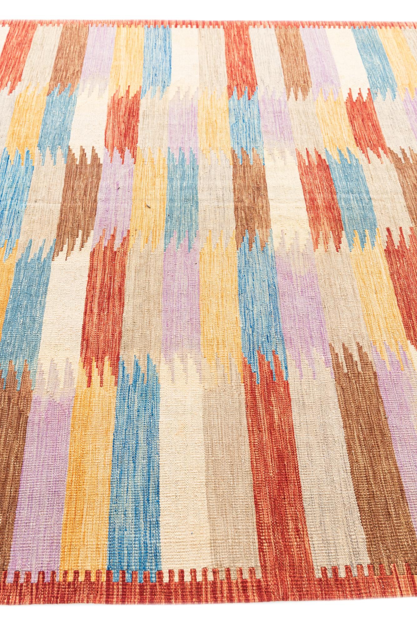 6' 8 x 9' 9 Hand Woven Kilim Modern Wool Rug