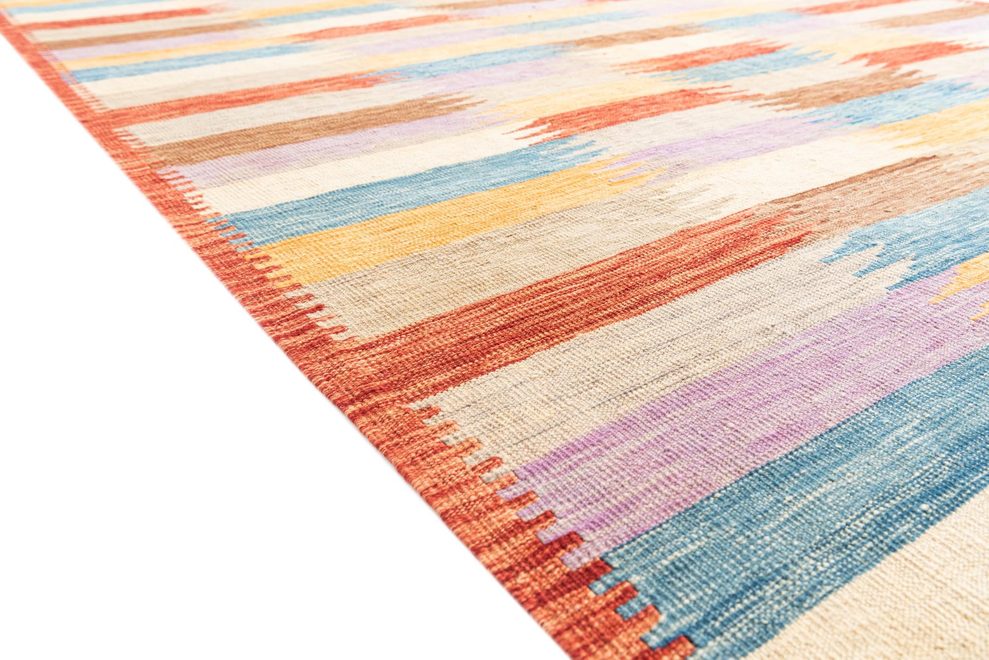 6' 8 x 9' 9 Hand Woven Kilim Modern Wool Rug