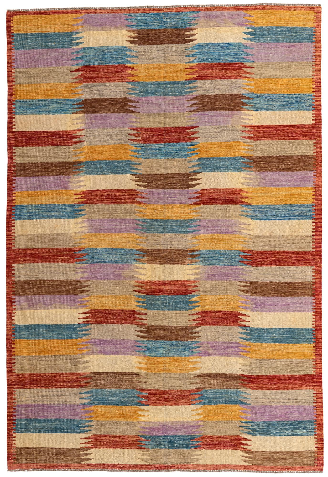 6' 8 x 9' 9 Hand Woven Kilim Modern Wool Rug