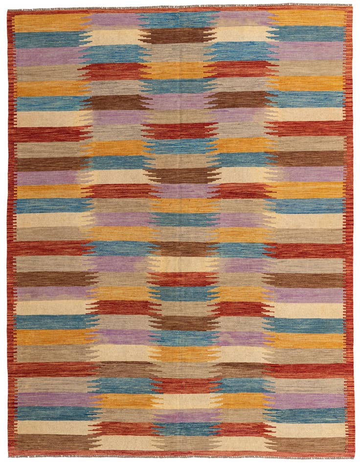 Detail image of 6' 8 x 9' 9 Hand Woven Kilim Modern Wool Rug
