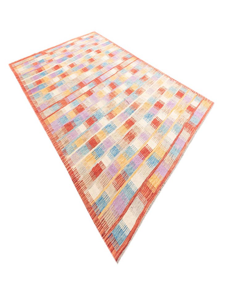 Detail image of 6' 8 x 9' 7  Hand Woven Kilim Modern Wool Rug