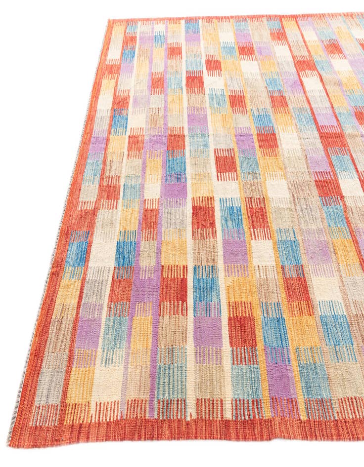 Detail image of 6' 8 x 9' 7  Hand Woven Kilim Modern Wool Rug