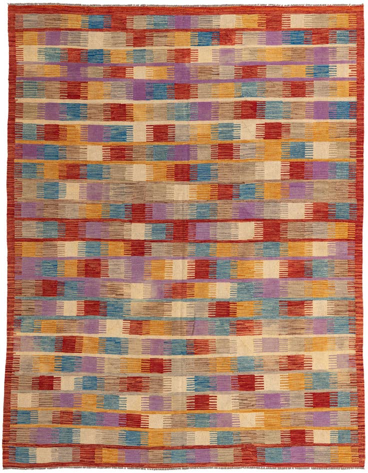 Detail image of 6' 8 x 9' 7 Hand Woven Kilim Modern Wool Rug