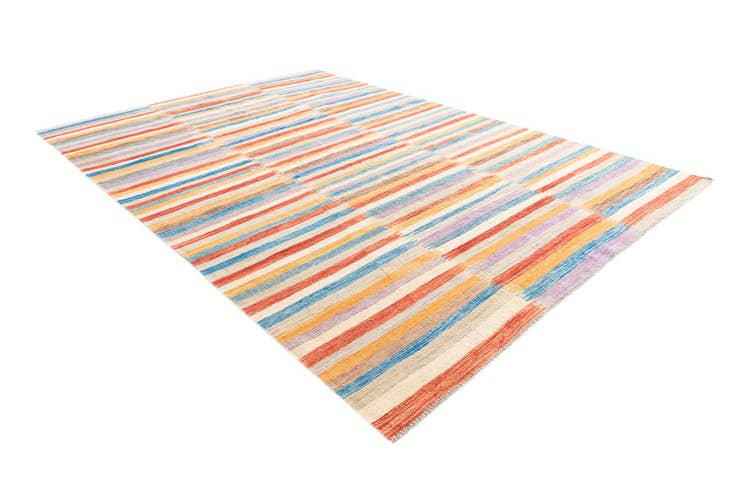 Detail image of 6' 10 x 9' 7 Hand Woven Kilim Modern Wool Rug
