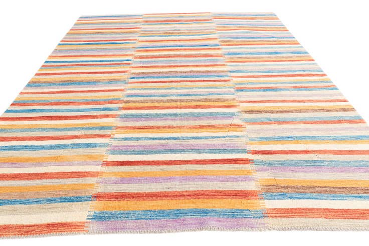 Detail image of 6' 10 x 9' 7 Hand Woven Kilim Modern Wool Rug