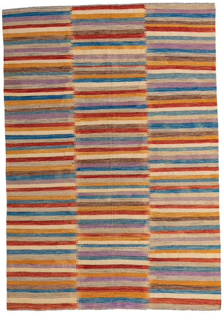 6' 10 x 9' 7 Hand Woven Kilim Modern Wool Rug