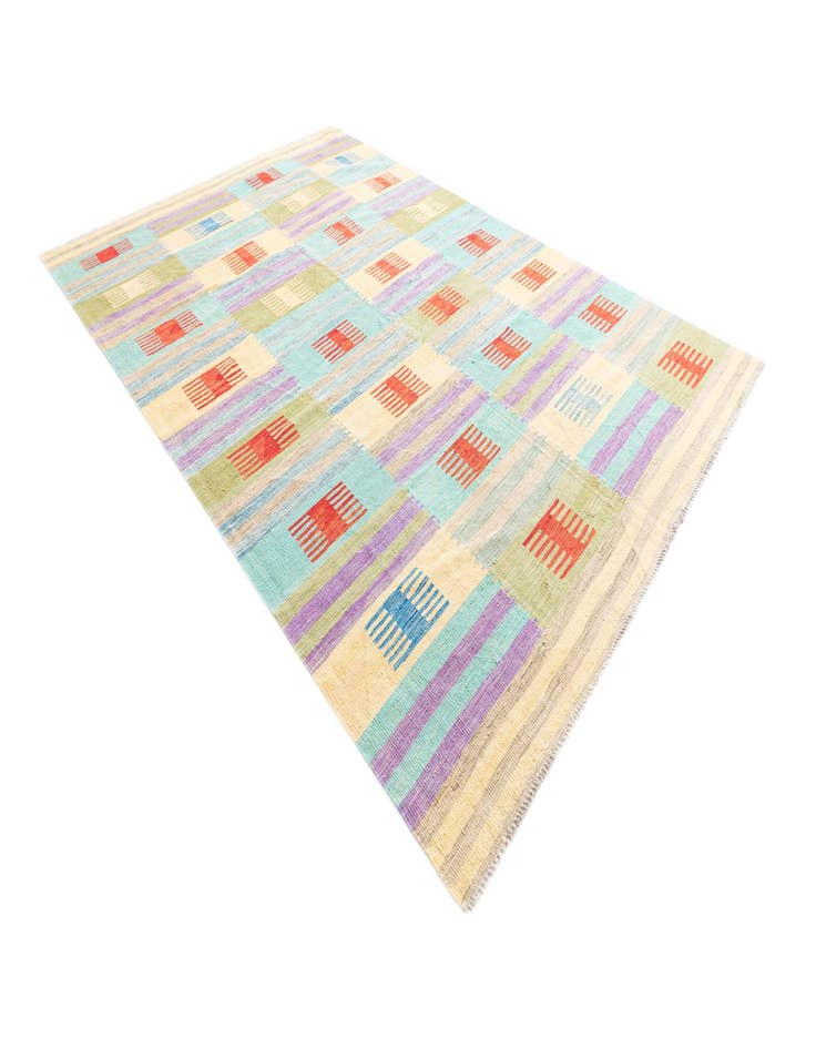 Detail image of 6' 7 x 9' 9  Hand Woven Kilim Modern Wool Rug