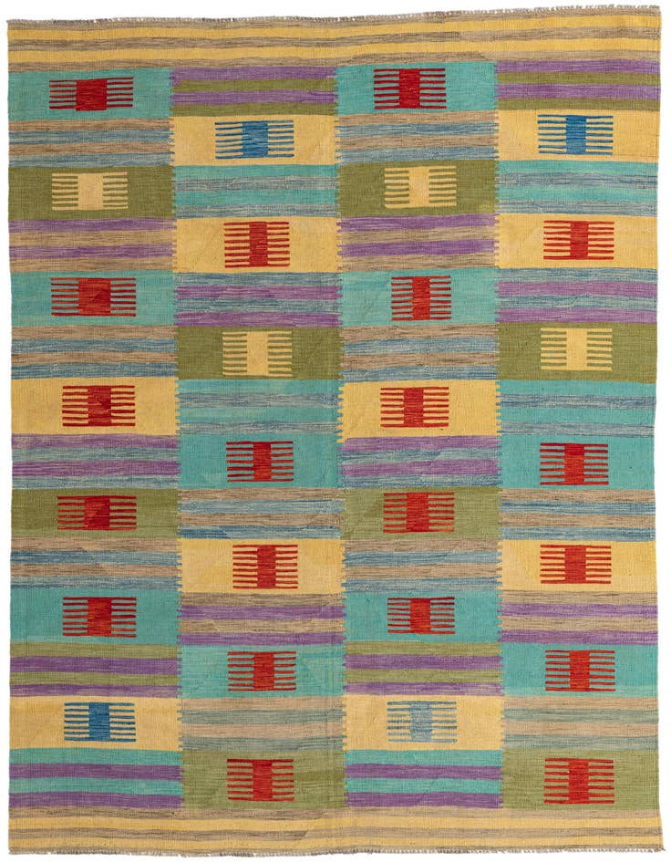 Detail image of 6' 7 x 9' 9 Hand Woven Kilim Modern Wool Rug