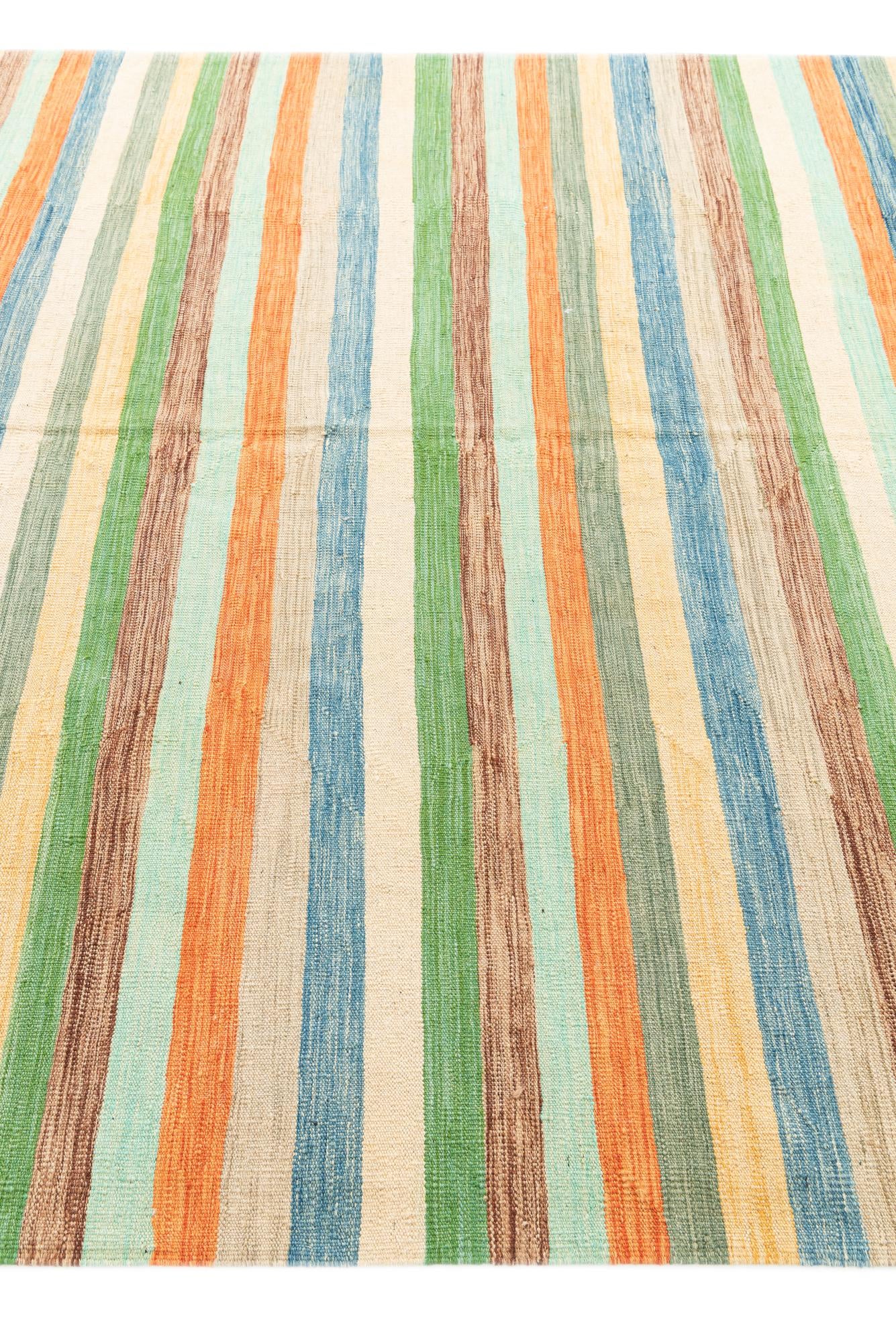 6' 7 x 9' 9 Hand Woven Kilim Modern Wool Rug