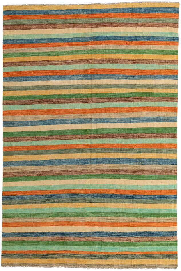 Detail image of 6' 7 x 9' 9 Hand Woven Kilim Modern Wool Rug